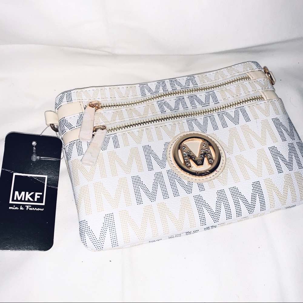 MKF Wallet/purse (White/gold w/ convertible strap)